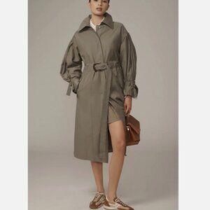 Anthropologie Belted Trench Coat Jacket Size XS NWT Military Olive Green
